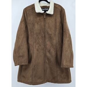 MARVIN RICHARDS Faux Suede & Fur Coat Women XL Pockets Super‎ Soft Boho Western